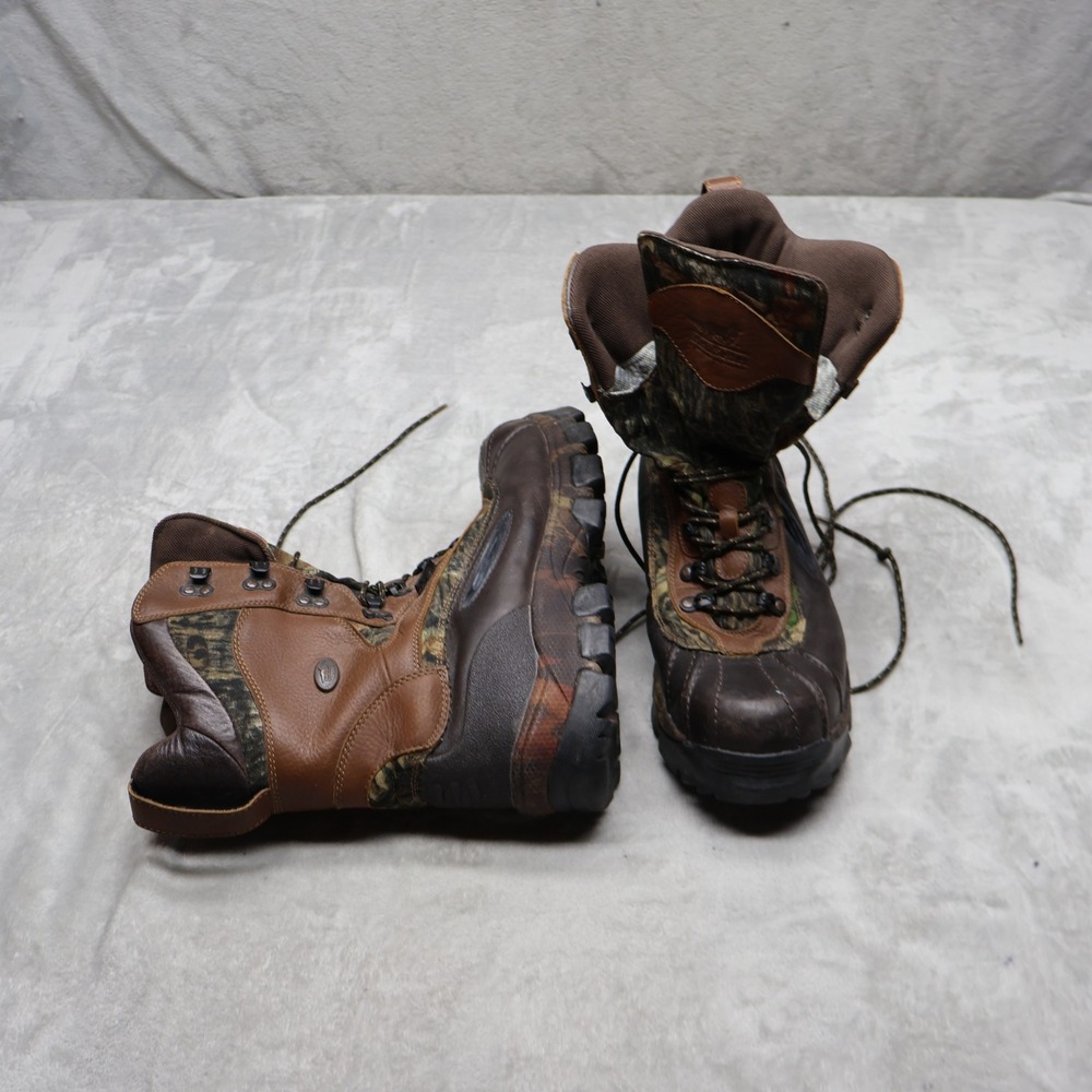 Irish Setter Mens 13 Boots Brown Camo Leather 600g Insulated Snow Trackers 2845